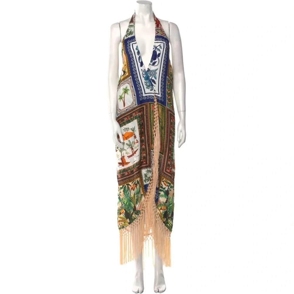Farm Rio Mixed scarves  halter dress NWT - Picture 3 of 4